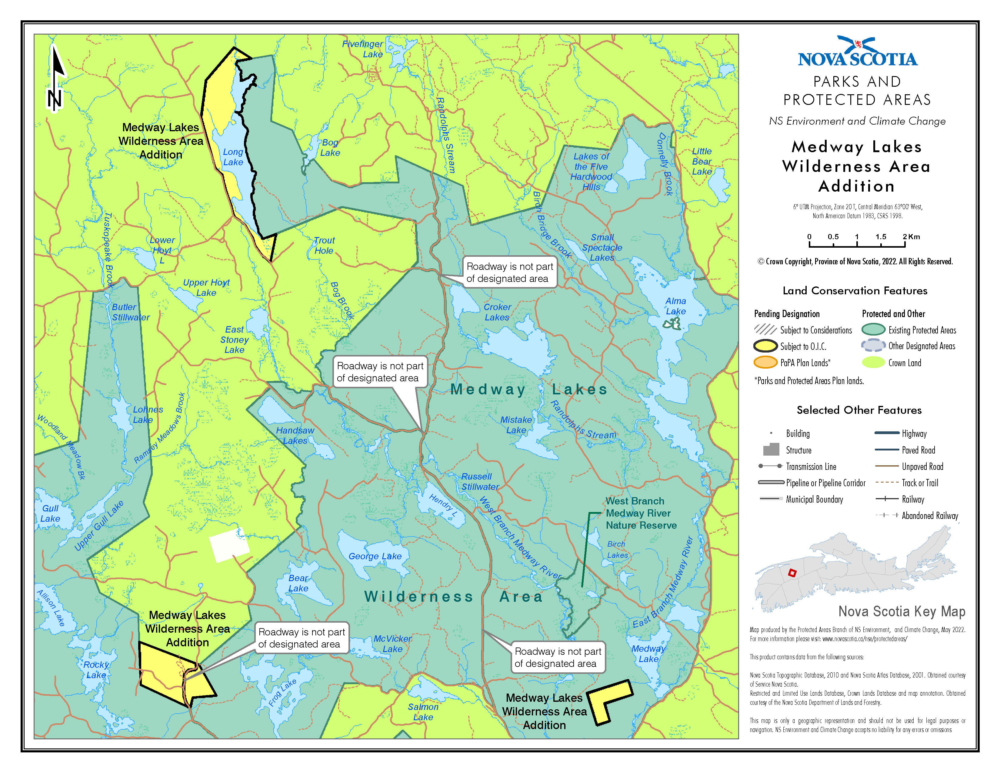 Map of Addition to the Medway Lakes Wilderness Area